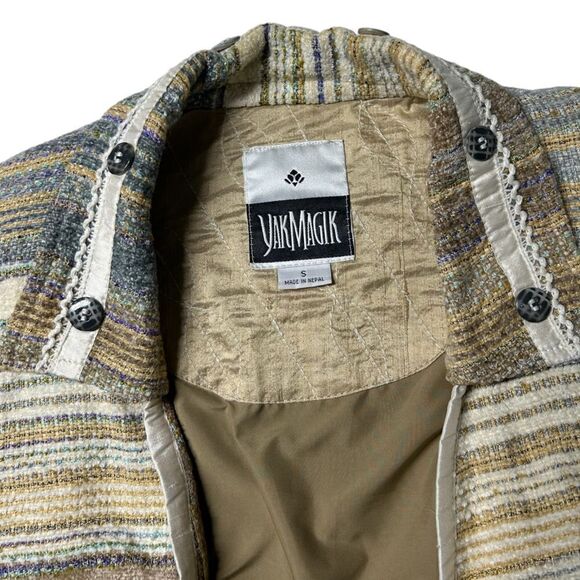 Vintage Silk Yak Magik Decoration Striped Jacket Light Open Coat Blazer Pockets - Picture 10 of 11